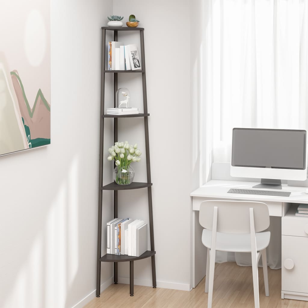 Scaffale Angolare a 5 Livelli Nero 45,5x31,5x180 cm | homemem39