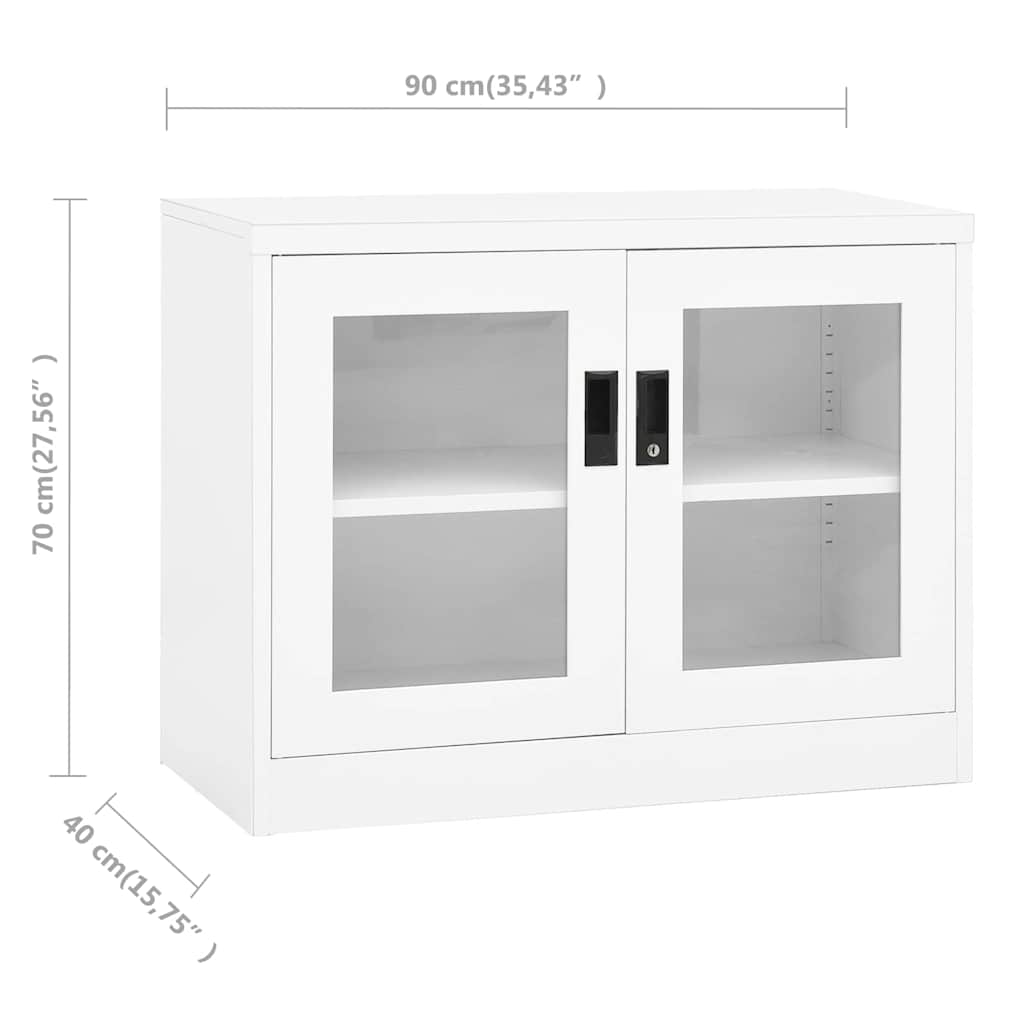 Armadio per Ufficio Bianco 90x40x70 cm in Acciaio | homemem39