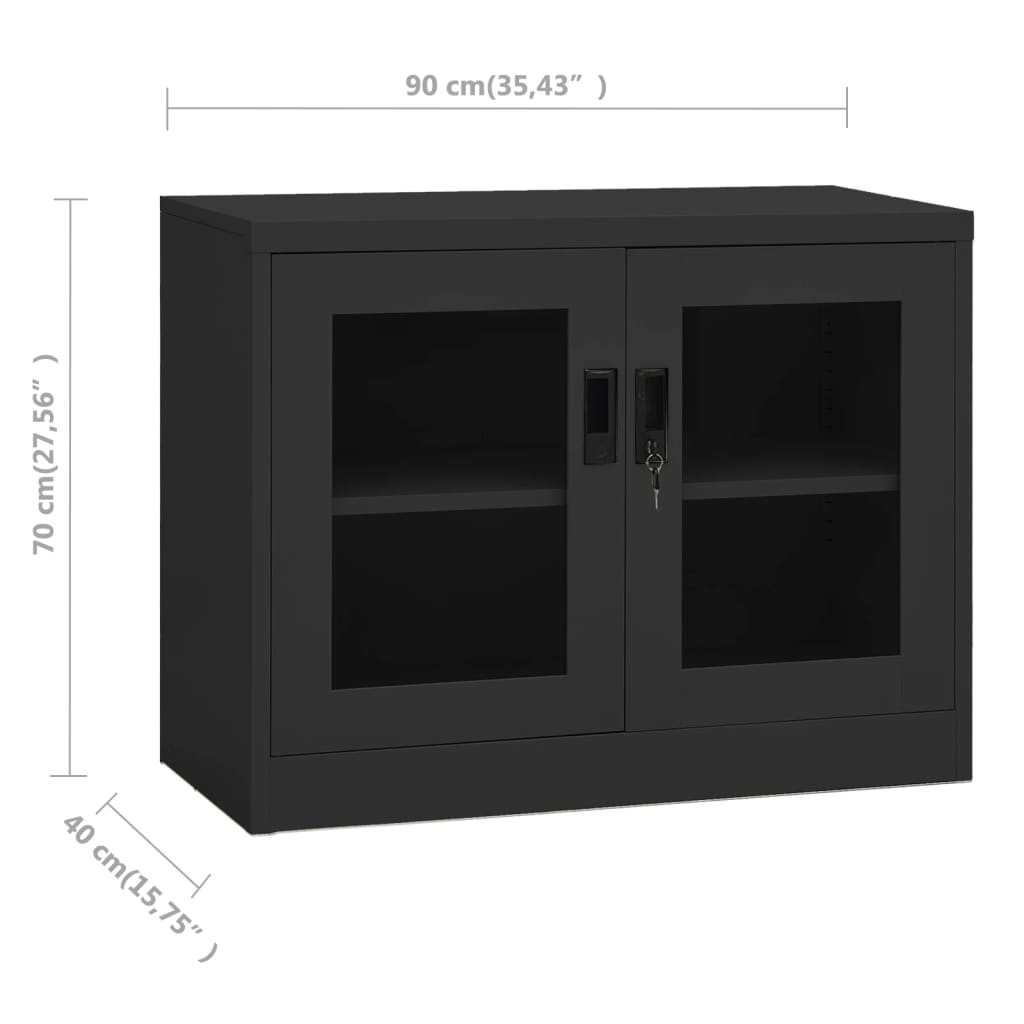 Armadio per Ufficio Antracite 90x40x70 cm in Acciaio | homemem39