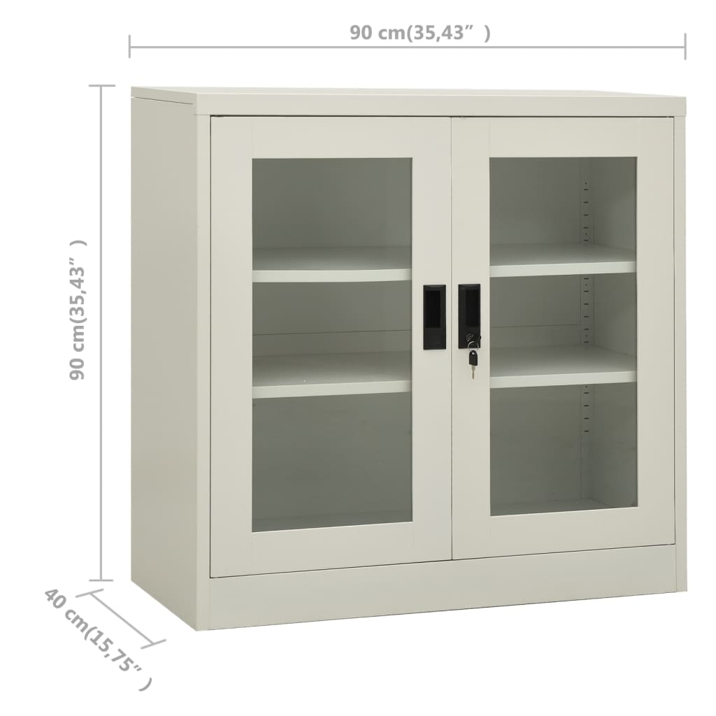 Armadio per Ufficio Grigio Chiaro 90x40x90 cm in Acciaio | homemem39