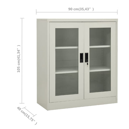 Armadio per Ufficio Grigio Chiaro 90x40x105 cm in Acciaio - homemem39