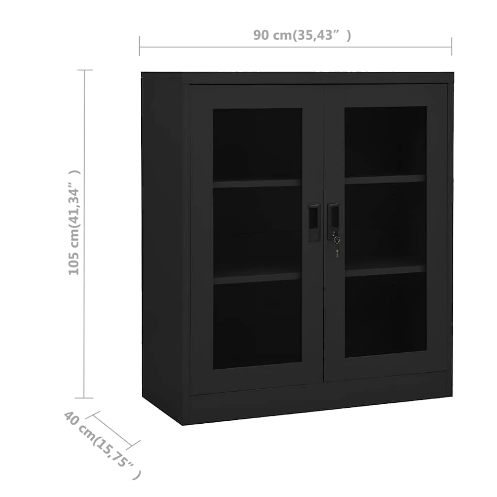 Armadio per Ufficio Antracite 90x40x105 cm in Acciaio | homemem39