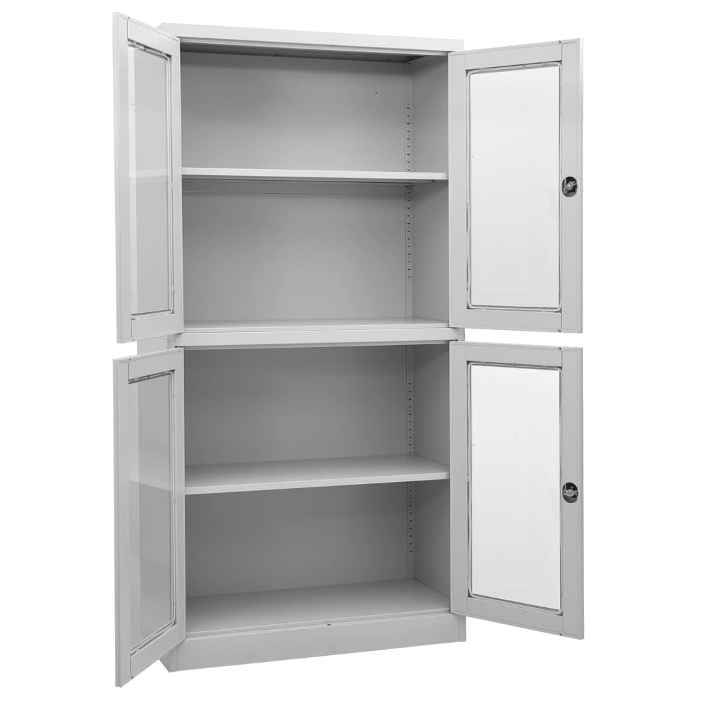 Armadio per Ufficio Grigio Chiaro 90x40x180 cm Acciaio e Vetro | homemem39