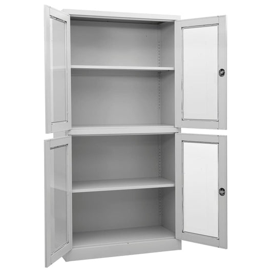 Armadio per Ufficio Grigio Chiaro 90x40x180 cm Acciaio e Vetro | homemem39