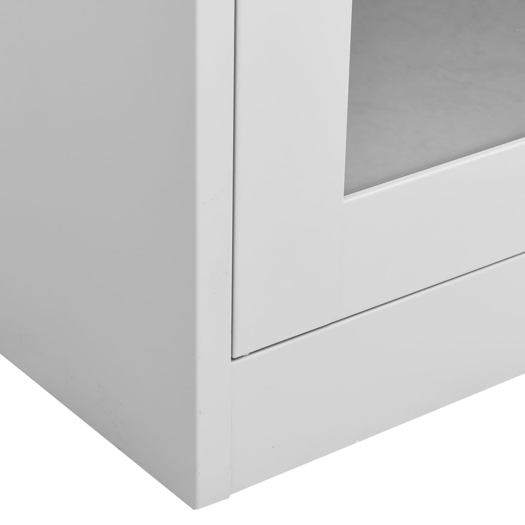 Armadio per Ufficio Grigio Chiaro 90x40x180 cm Acciaio e Vetro | homemem39