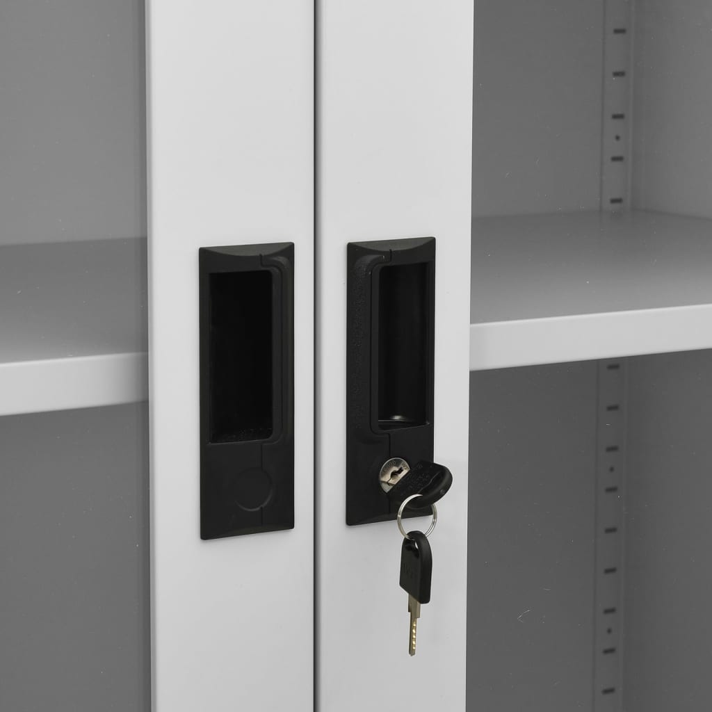 Armadio per Ufficio Grigio Chiaro 90x40x180 cm Acciaio e Vetro | homemem39