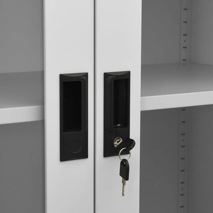 Armadio per Ufficio Grigio Chiaro 90x40x180 cm Acciaio e Vetro | homemem39