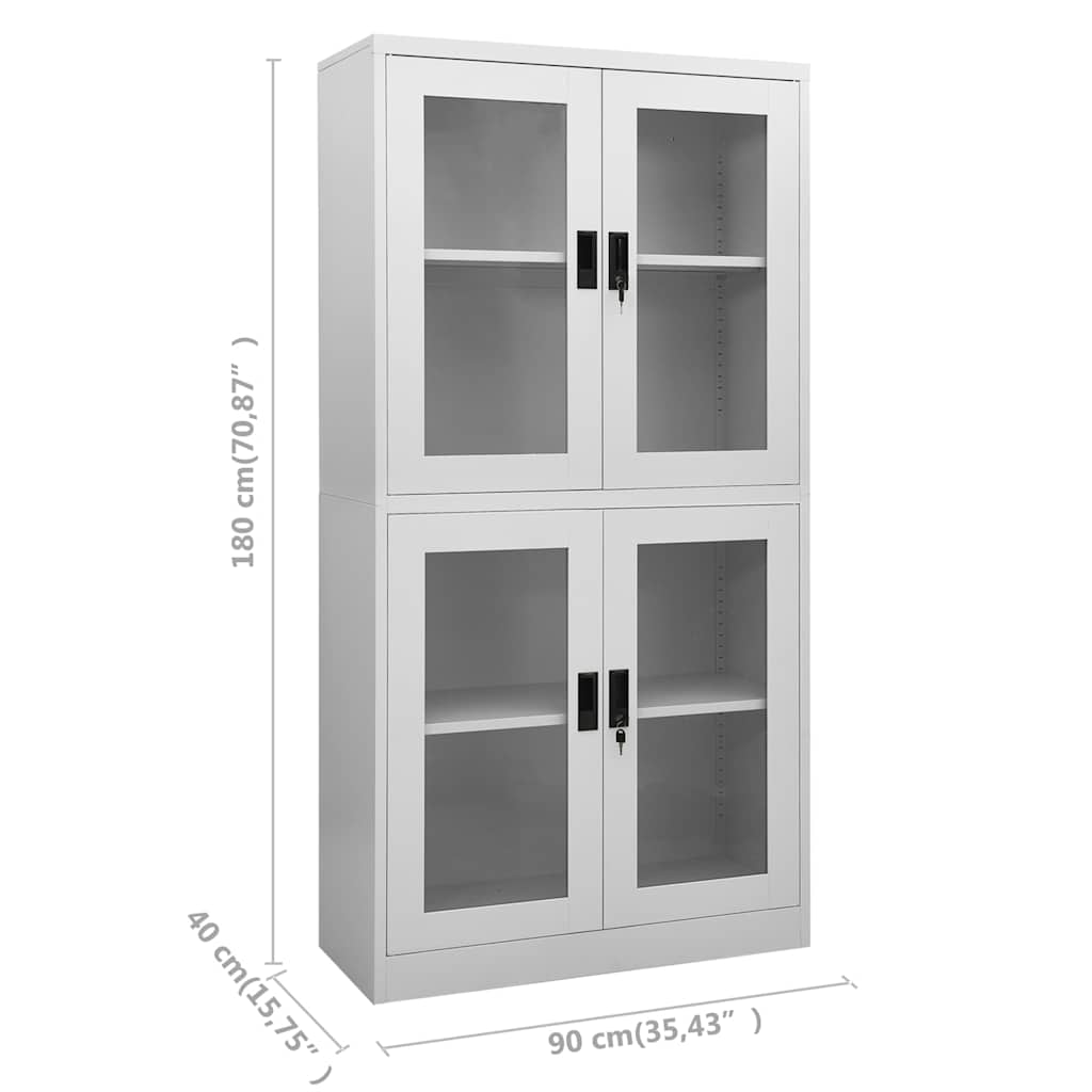 Armadio per Ufficio 90x40x180 cm Acciaio e Vetro