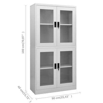 Armadio per Ufficio 90x40x180 cm Acciaio e Vetro