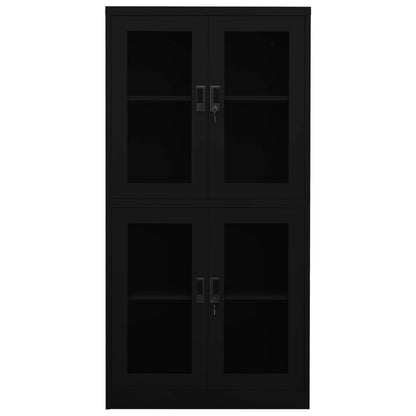 Armadio per Ufficio Nero 90x40x180 cm in Acciaio e Vetro | homemem39
