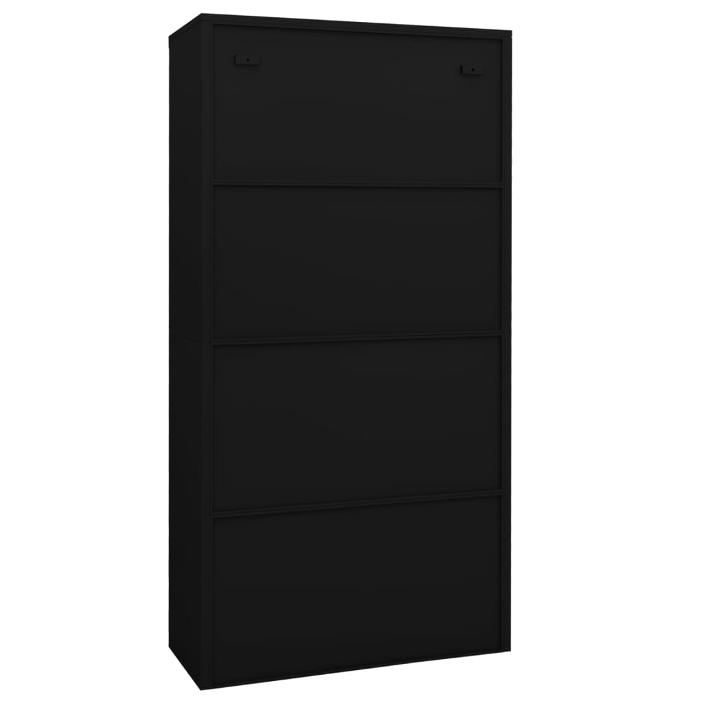 Armadio per Ufficio Nero 90x40x180 cm in Acciaio e Vetro | homemem39