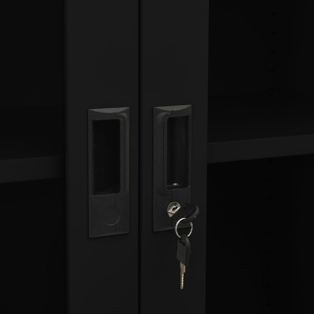 Armadio per Ufficio Nero 90x40x180 cm in Acciaio e Vetro | homemem39