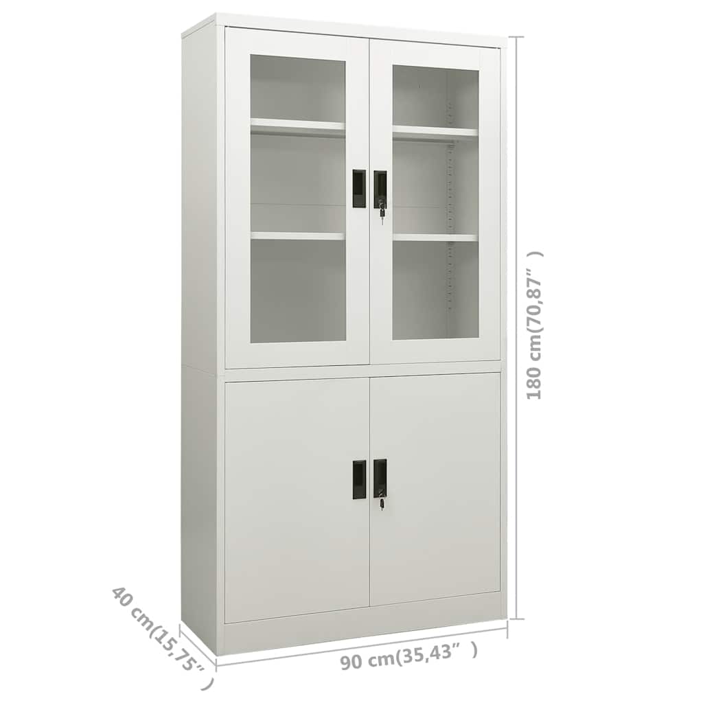 Armadio per Ufficio Grigio Chiaro 90x40x180 cm in Acciaio | homemem39