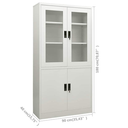 Armadio per Ufficio Grigio Chiaro 90x40x180 cm in Acciaio | homemem39