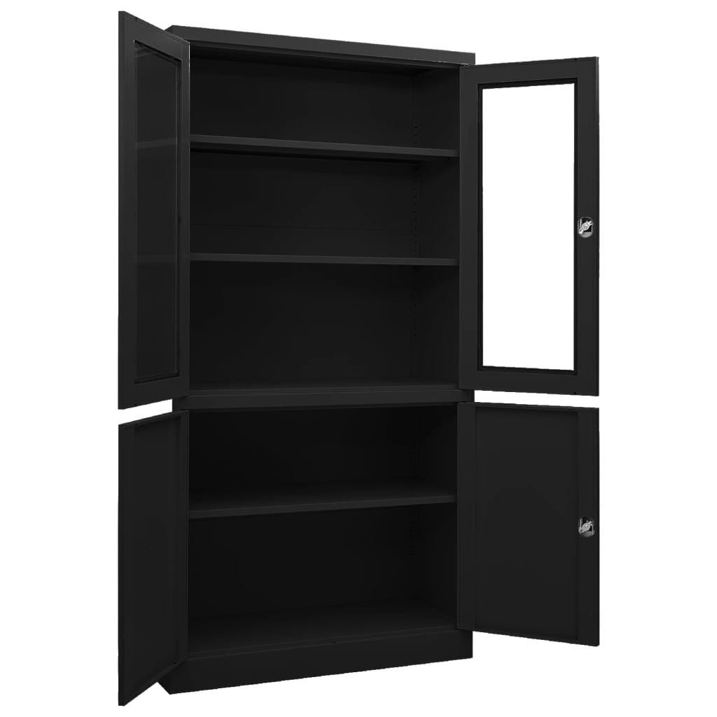 Armadio per Ufficio Nero 90x40x180 cm in Acciaio | homemem39