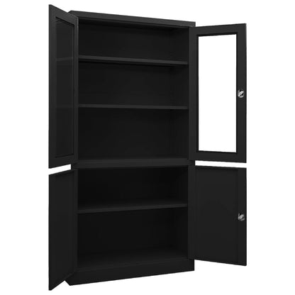 Armadio per Ufficio Nero 90x40x180 cm in Acciaio | homemem39