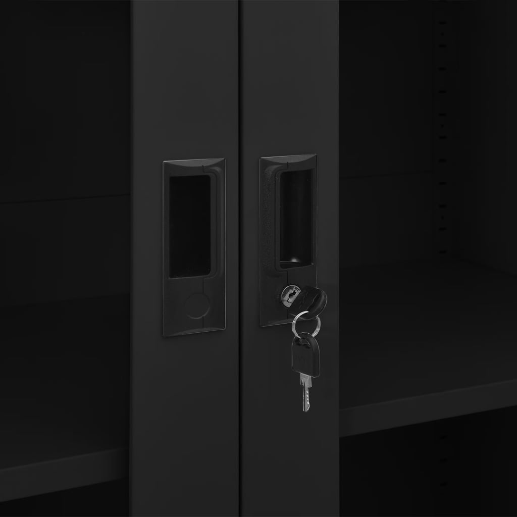 Armadio per Ufficio Nero 90x40x180 cm in Acciaio | homemem39