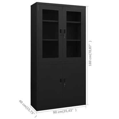 Armadio per Ufficio Nero 90x40x180 cm in Acciaio | homemem39