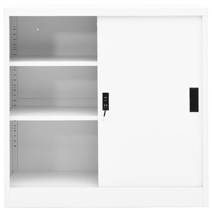 Armadio per Ufficio Anta Scorrevole Bianco 90x40x90cm Acciaio | homemem39