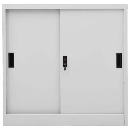 Armadio Ufficio Anta Scorrevole GrigioChiaro 90x40x90cm Acciaio - homemem39