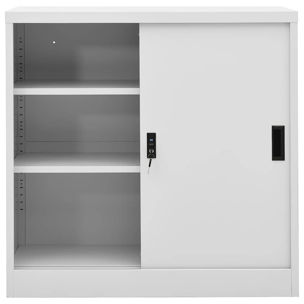 Armadio Ufficio Anta Scorrevole GrigioChiaro 90x40x90cm Acciaio