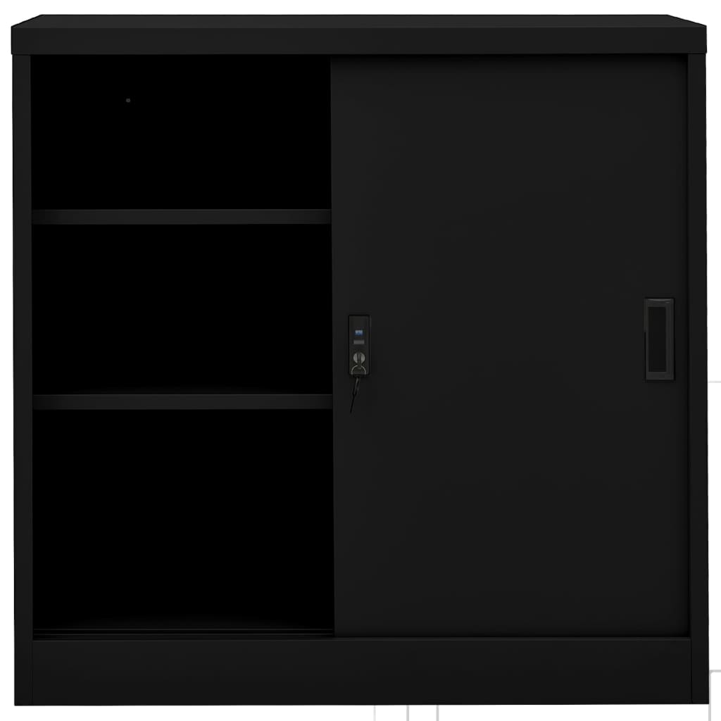 Armadio per Ufficio Anta Scorrevole Nero 90x40x90cm Acciaio | homemem39