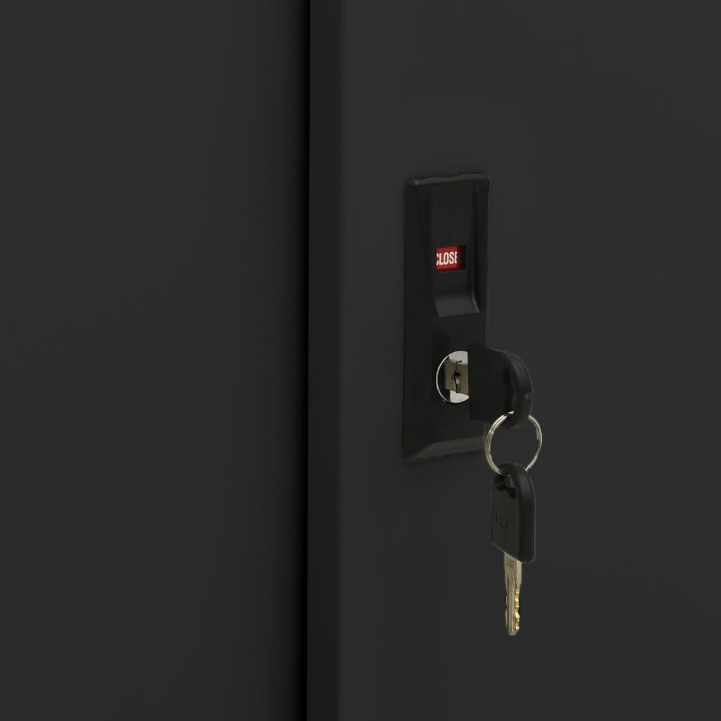 Armadio per Ufficio Anta Scorrevole Nero 90x40x90cm Acciaio | homemem39