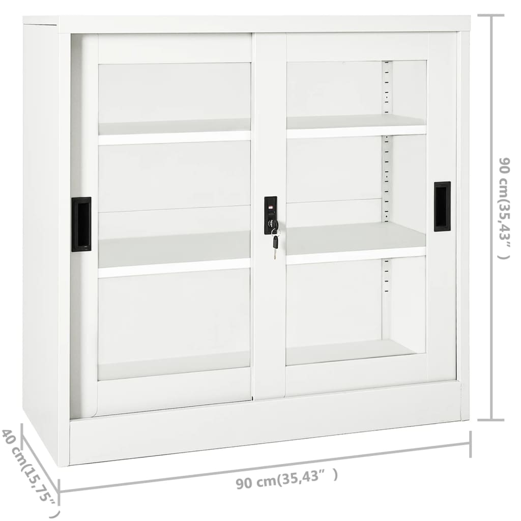 Armadio con Ante Scorrevoli Bianco 90x40x90 cm in Acciaio | homemem39