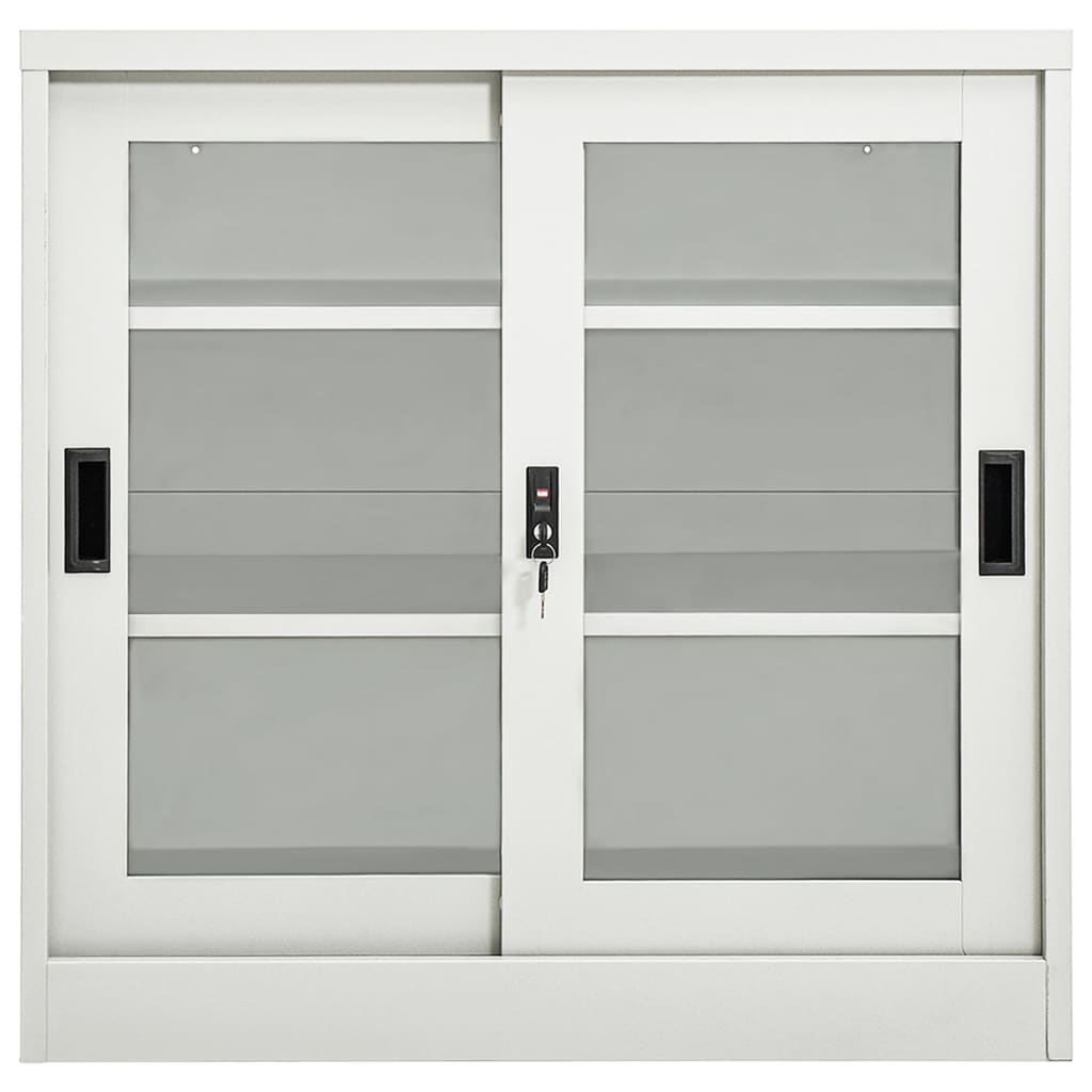 Armadio con Ante Scorrevoli Grigio Chiaro 90x40x90cm in Acciaio | homemem39