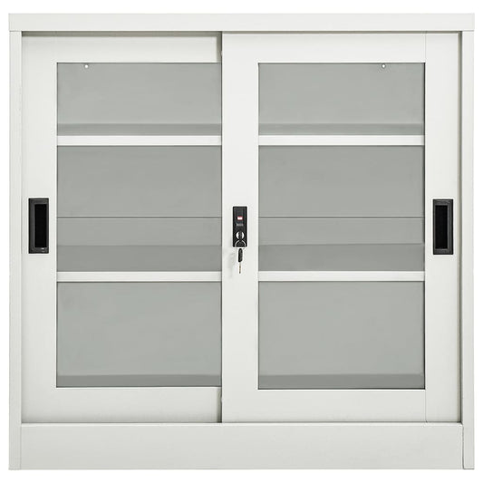 Armadio con Ante Scorrevoli Grigio Chiaro 90x40x90cm in Acciaio | homemem39