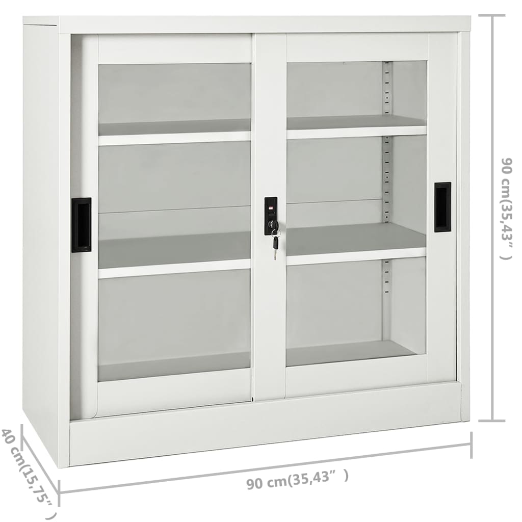 Armadio con Ante Scorrevoli Grigio Chiaro 90x40x90cm in Acciaio | homemem39