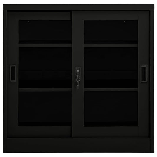 Armadio con Ante Scorrevoli Nero 90x40x90 cm in Acciaio | homemem39