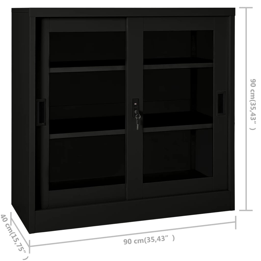 Armadio con Ante Scorrevoli Nero 90x40x90 cm in Acciaio | homemem39