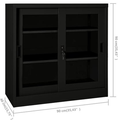 Armadio con Ante Scorrevoli Nero 90x40x90 cm in Acciaio | homemem39