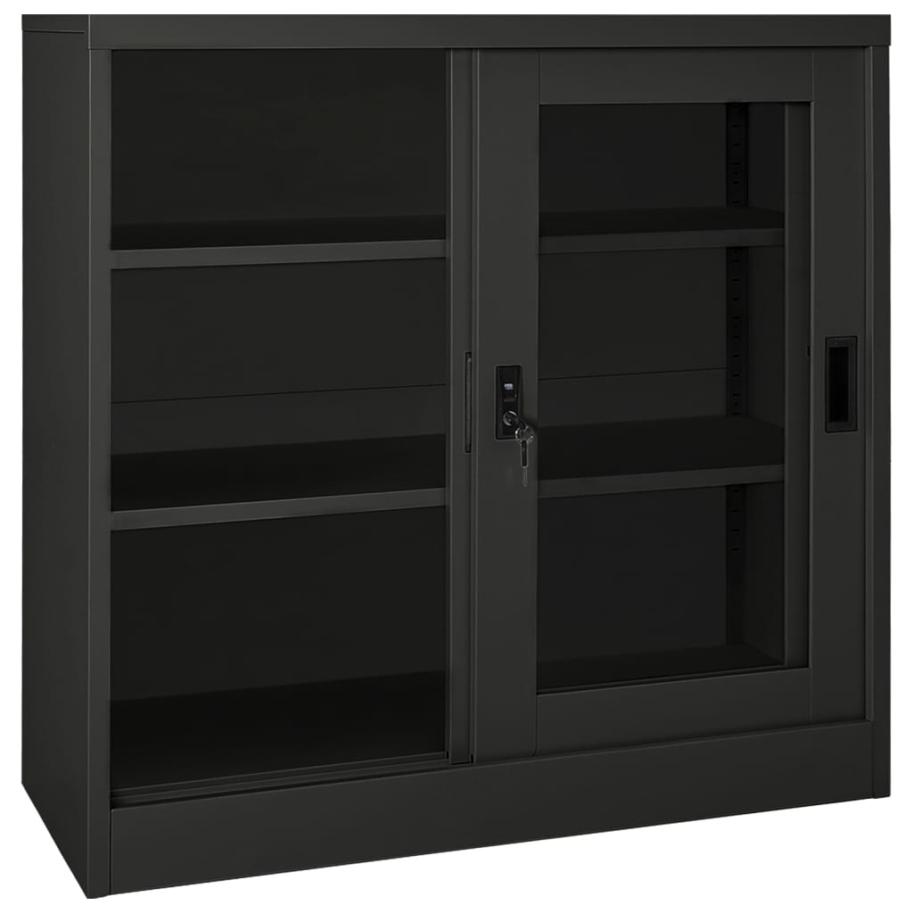 Armadio con Ante Scorrevoli Antracite 90x40x90 cm in Acciaio | homemem39