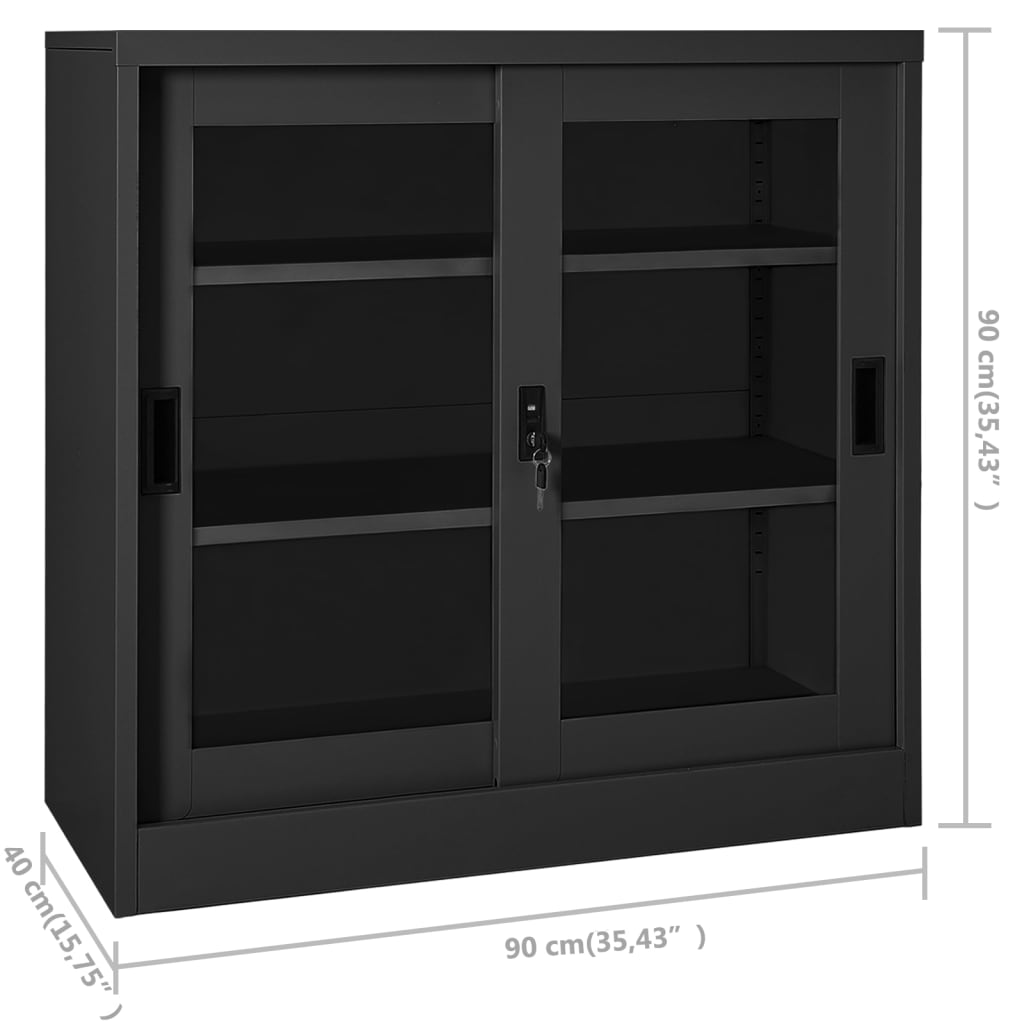 Armadio con Ante Scorrevoli Antracite 90x40x90 cm in Acciaio | homemem39