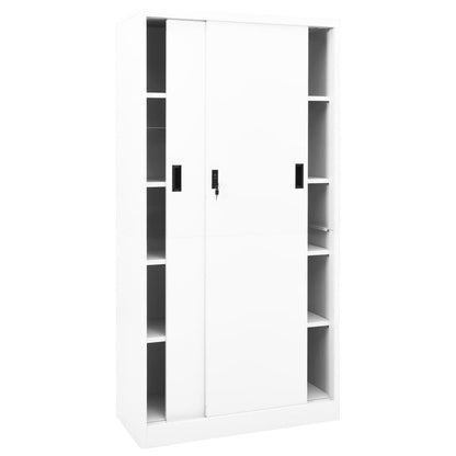 Armadio per Ufficio Anta Scorrevole Bianco 90x40x180 cm Acciaio | homemem39