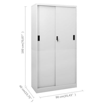 Armadio con Anta Scorrevole Grigio Chiaro 90x40x180 cm Acciaio | homemem39