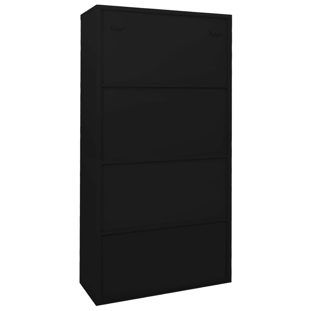 Armadio per Ufficio Anta Scorrevole Nero 90x40x180 cm Acciaio | homemem39