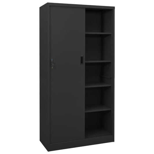 Armadio Ufficio Anta Scorrevole Antracite 90x40x180 cm Acciaio | homemem39