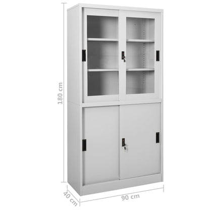 Armadio con Anta Scorrevole Grigio Chiaro 90x40x180 cm Acciaio | homemem39