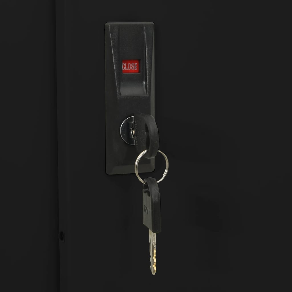 Armadio per Ufficio Anta Scorrevole Nero 90x40x180 cm Acciaio | homemem39