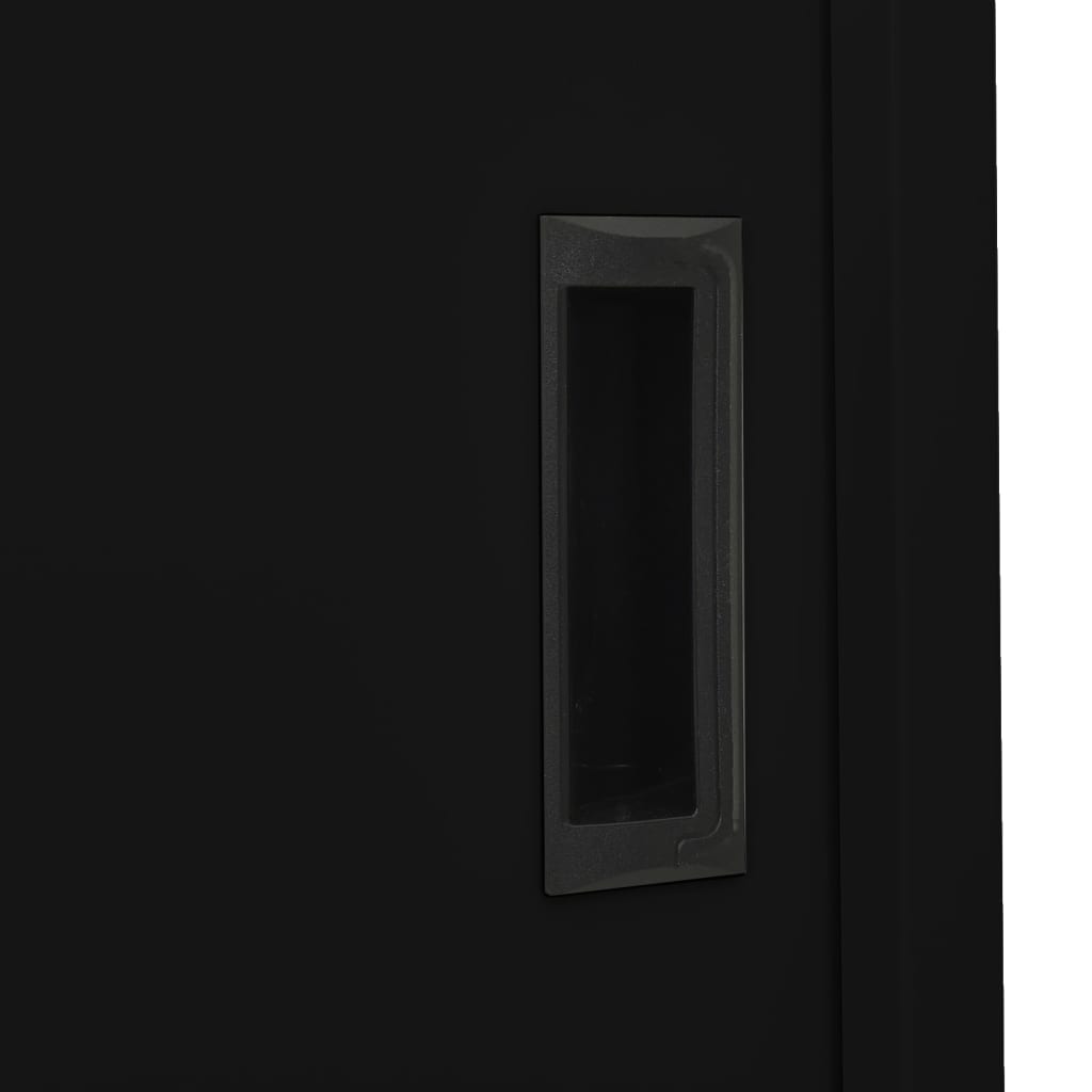 Armadio per Ufficio Anta Scorrevole Nero 90x40x180 cm Acciaio | homemem39