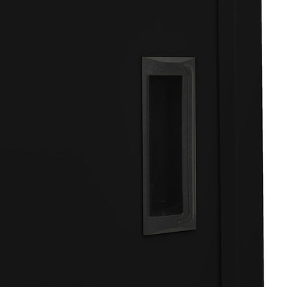 Armadio per Ufficio Anta Scorrevole Nero 90x40x180 cm Acciaio | homemem39