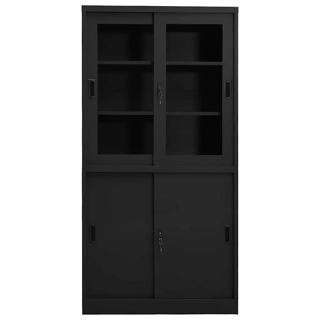 Armadio Ufficio Anta Scorrevole Antracite 90x40x180 cm Acciaio | homemem39