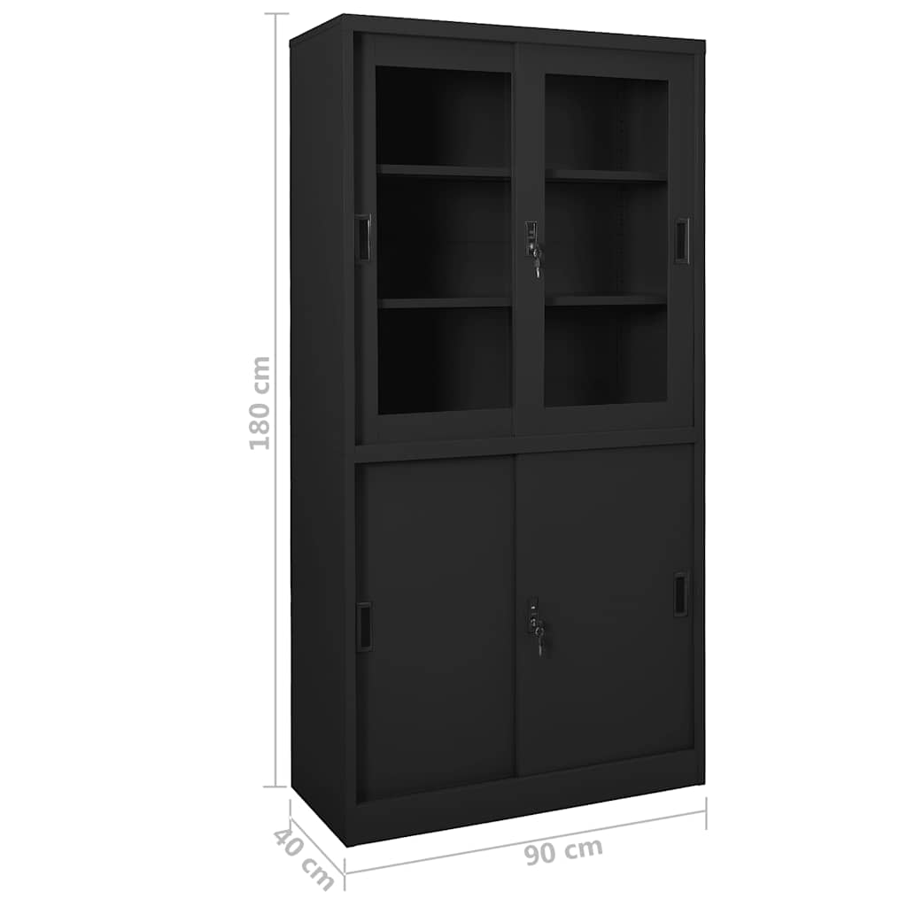Armadio Ufficio Anta Scorrevole Antracite 90x40x180 cm Acciaio | homemem39