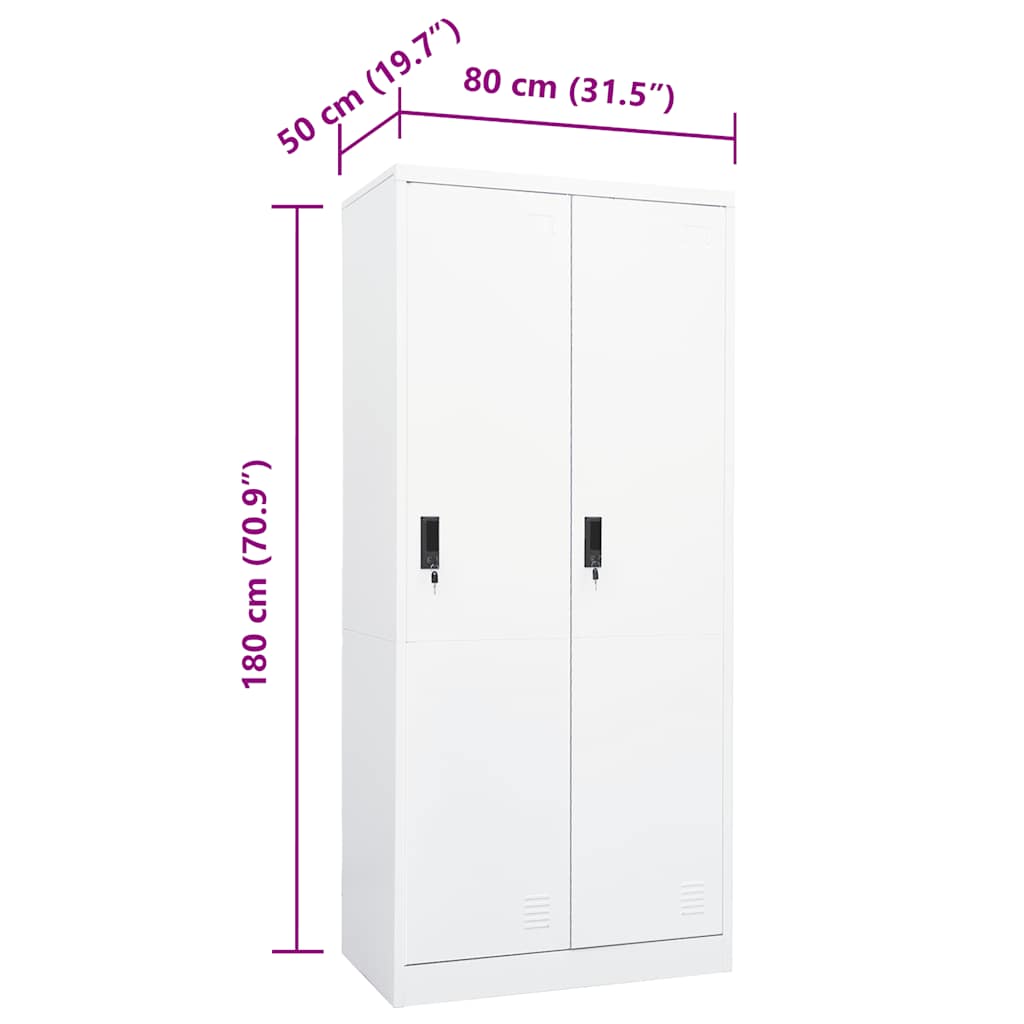 Armadio Bianco 80x50x180 cm in Acciaio | homemem39