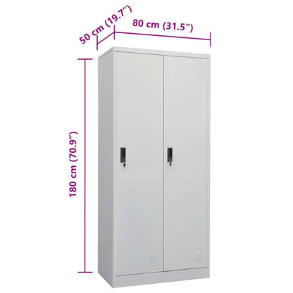 Armadio Grigio Chiaro 80x50x180 cm in Acciaio