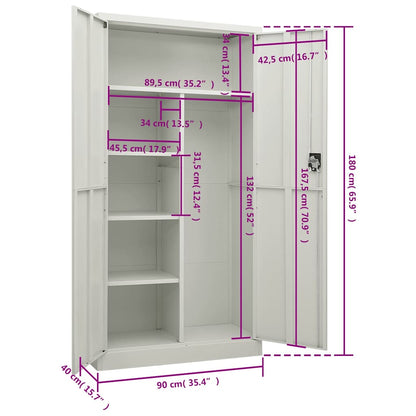 Armadio con Ripiani Grigio Chiaro 90x40x180 cm in Acciaio - homemem39