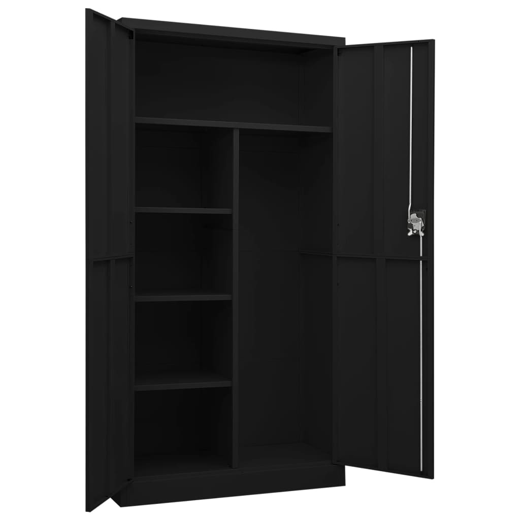 Armadio con Ripiani Nero 90x40x180 cm in Acciaio - homemem39